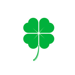 Four Leaf Clover St. Patrick Day Icon Vector Illustration - Vector
