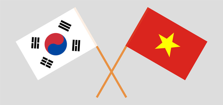 South Korea and Vietnam. Crossed Korean and Vietnamese flags
