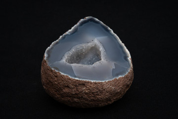 Geode blue colorful color gemstone precious mineral cut open and polished