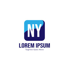 Initial NY logo template with modern frame. Minimalist NY letter logo vector illustration - obrazy, fototapety, plakaty