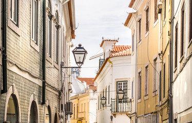 Architecture in the Old Town of Torres Vedras in central Portugal