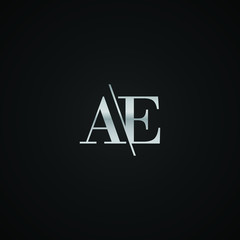 AE initial letter elegant Logo template vector creative business wedding invitation black and silver color based