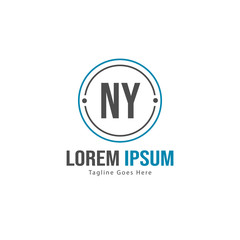 Fototapeta premium Initial NY logo template with modern frame. Minimalist NY letter logo vector illustration