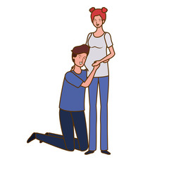 pregnant woman with husband standing