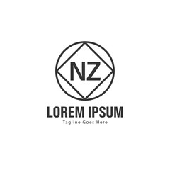 Fototapeta premium Initial NZ logo template with modern frame. Minimalist NZ letter logo vector illustration