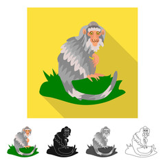 Vector illustration of monkey and animal icon. Collection of monkey and ape stock vector illustration.