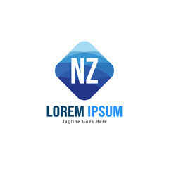 Obraz premium Initial NZ logo template with modern frame. Minimalist NZ letter logo vector illustration