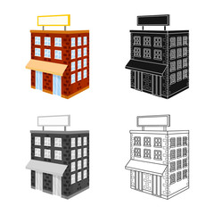 Vector illustration of house and residential icon. Set of house and town vector icon for stock.