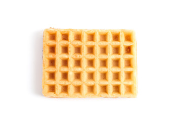 Sweet Belgian waffle isolated on white background