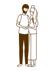 silhouette of pregnant woman with husband standing