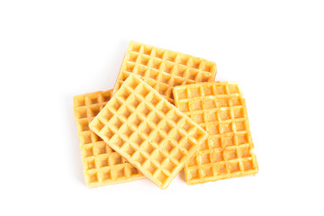 Sweet Belgian waffles isolated on white background