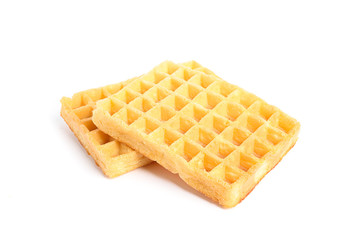Sweet Belgian waffles isolated on white background