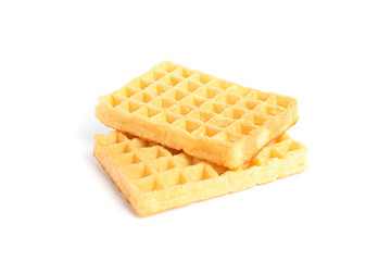 Sweet Belgian waffles isolated on white background