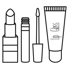 set of make up accessories drawing