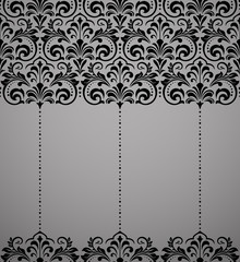 Wallpaper in the style of Baroque. Seamless vector background. Black and grey floral ornament. Graphic pattern for fabric, wallpaper, packaging. Ornate Damask flower ornament