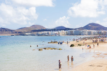 Obraz premium Las Palmas de Gran Canaria, Spain, july, 8 th 2019. Las Canteras beach.