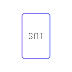 Button displays Saturday in a modern style. Vector illustration.