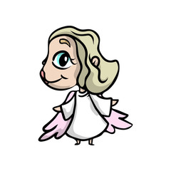 Cute blonde angel girl with big blue eyes