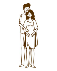 silhouette of pregnant woman with husband standing