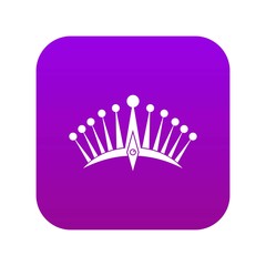 Big crown icon digital purple for any design isolated on white vector illustration