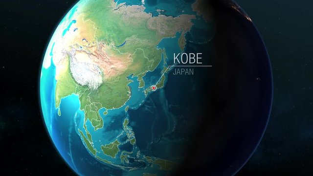 Japan - Kobe - Zooming from space to earth