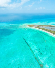 Fototapeta na wymiar Aerial view of the Caribbean Ocean in Cozumel Island, Mexico
