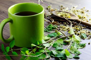 Obraz premium cup of tea on wooden table