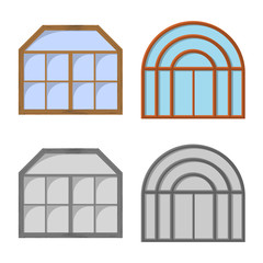 Vector design of door and front sign. Set of door and wooden stock vector illustration.