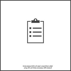 Vector clipboard and checklist with checkmarks. Business tablet with a completed application form on white isolated background. Layers grouped for easy editing illustration. For your design.