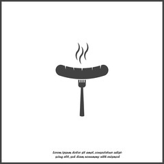 Vector sausage and fork icon. Barbecue symbol on white isolated background.