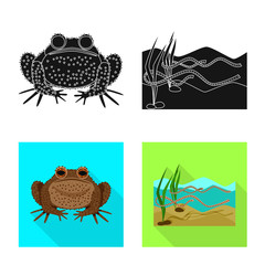 Vector design of wildlife and bog icon. Set of wildlife and reptile stock vector illustration.