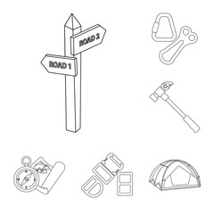 Fototapeta premium Vector design of mountaineering and peak symbol. Set of mountaineering and camp stock symbol for web.