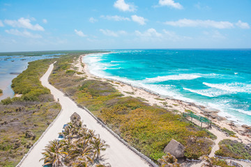 Beautiful aerial view of Cozumel Island in the Mexican Caribbean