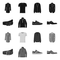 Vector design of man and clothing symbol. Set of man and wear vector icon for stock.