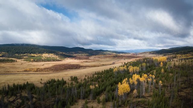 Aerial drone panoramic view of a scenic landscape in the country side during an Autumn season. Taken near Kamloops, British Columbia, Canada. Still Image Continuous Animation