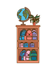bookshelf with school books vector illustrator