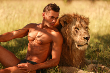 Male, sexy, sexually, model, safari, lion, man, lions, Nature, brave, Sexual, attractive, nature,...