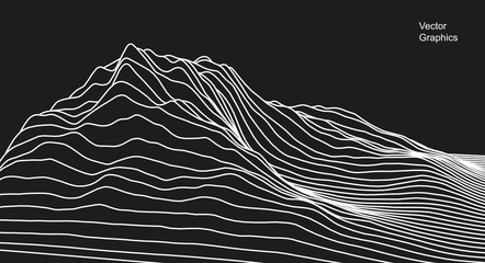 Digital surface made of lines. Abstract technology illustration. - Vector
