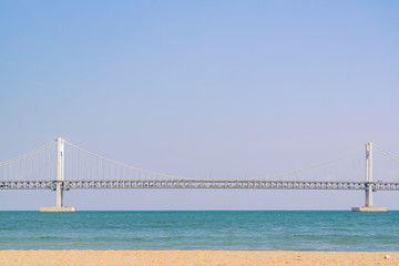 Morning view of the Guangan Bridge and the Gwangalli Beach