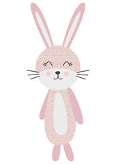 Cute cartoon rabbit in scandinavian style. Childish print for nursery, kids apparel,poster, postcard