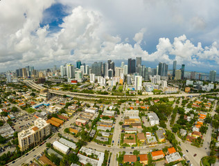 Wide angle fisheye panorama of Brickell Miami from west side