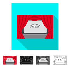 Isolated object of television and filming icon. Set of television and viewing stock vector illustration.