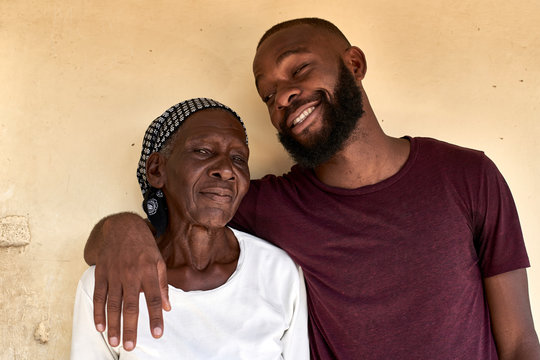 Mozambique, Maputo, portrait of grandmother and grandson