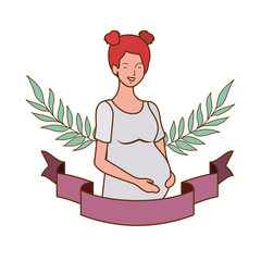 woman pregnant with decorative ribbon