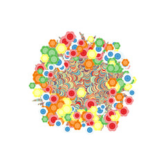 Abstract Circle push Flowers Generative Art background illustration