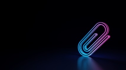 3d glowing neon symbol of symbol of attachment isolated on black background