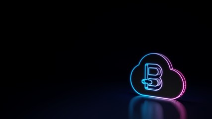 3d glowing neon symbol of symbol of bitcoin isolated on black background