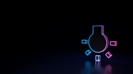 3d glowing neon symbol of symbol of bulb isolated on black background