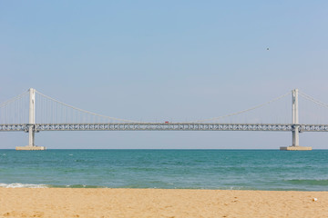Morning view of the Guangan Bridge and the Gwangalli Beach