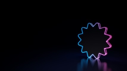 3d glowing neon symbol of symbol of certificate badge isolated on black background